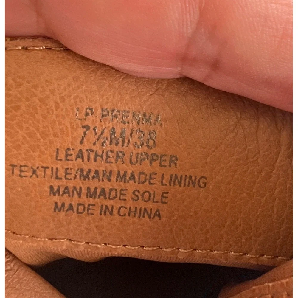 Lucky Brand Prenma Cognac Leather Ankle Boot Booties Womens 7.5 Side Zip Western